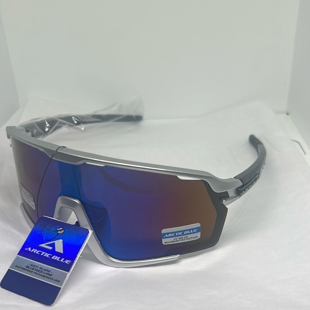 Arctic Blue Sports Sunglasses UV400 Protection Wrap Shield Frame